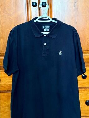 Psycho Bunny Classic Pique Polo Men's Black Size Large